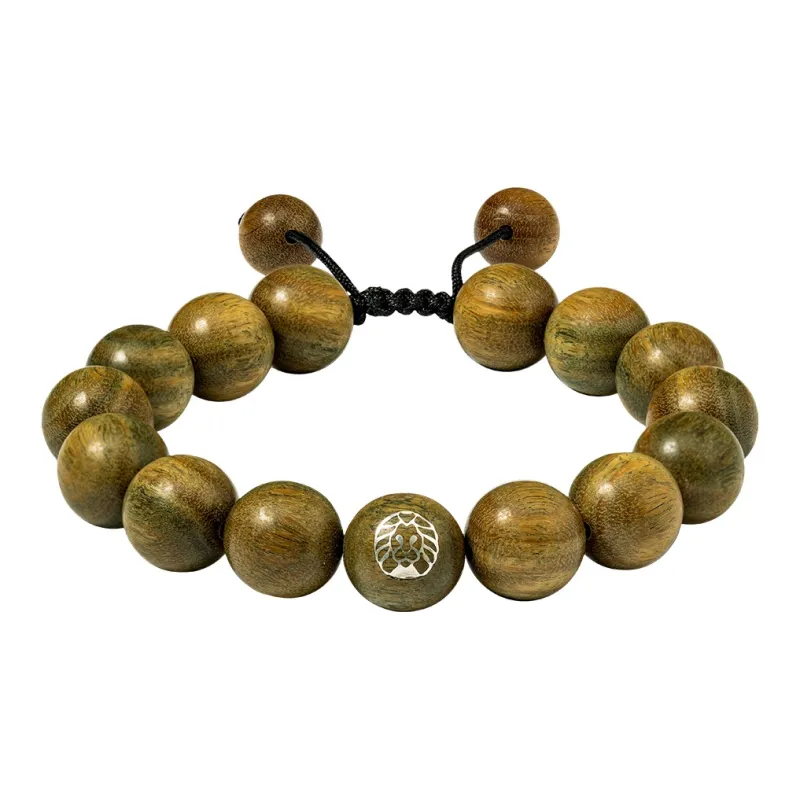 Rastaclat Green Sandalwood Small Lion Chinese Style Wooden Bracelet Unisex-7