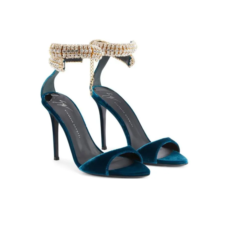 Giuseppe Zanotti Intriigo Bijoux 105mm Velvet Sandals Women's-3