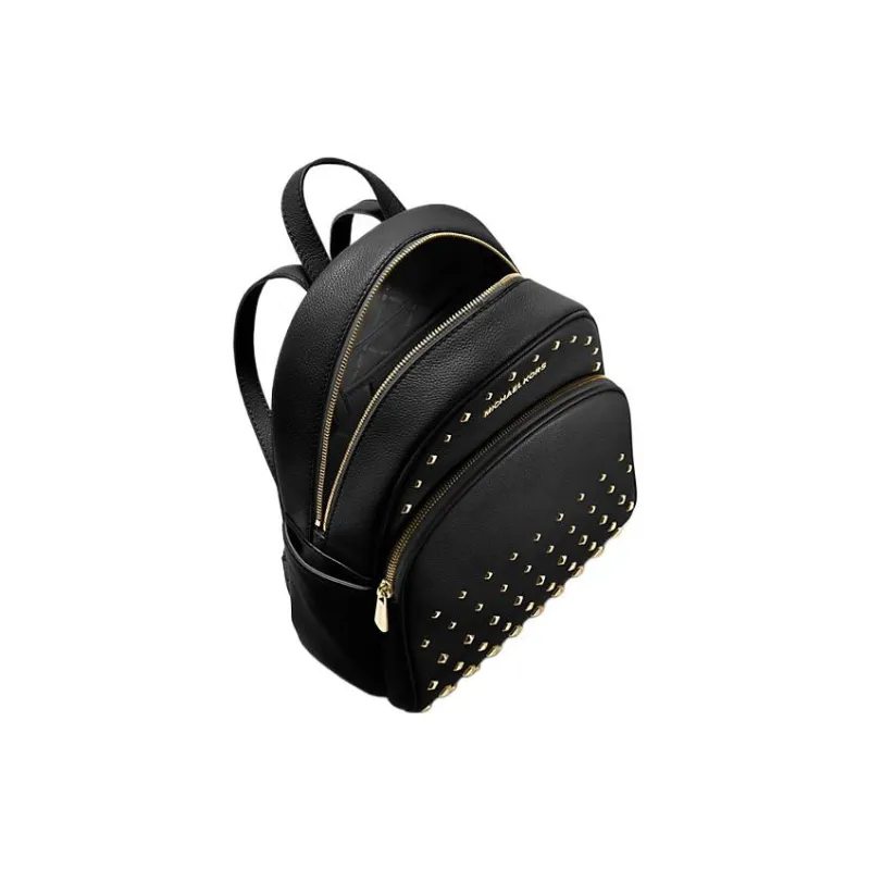 MICHAEL KORS Abbey Leather Backpack Medium Size Women's Black-3