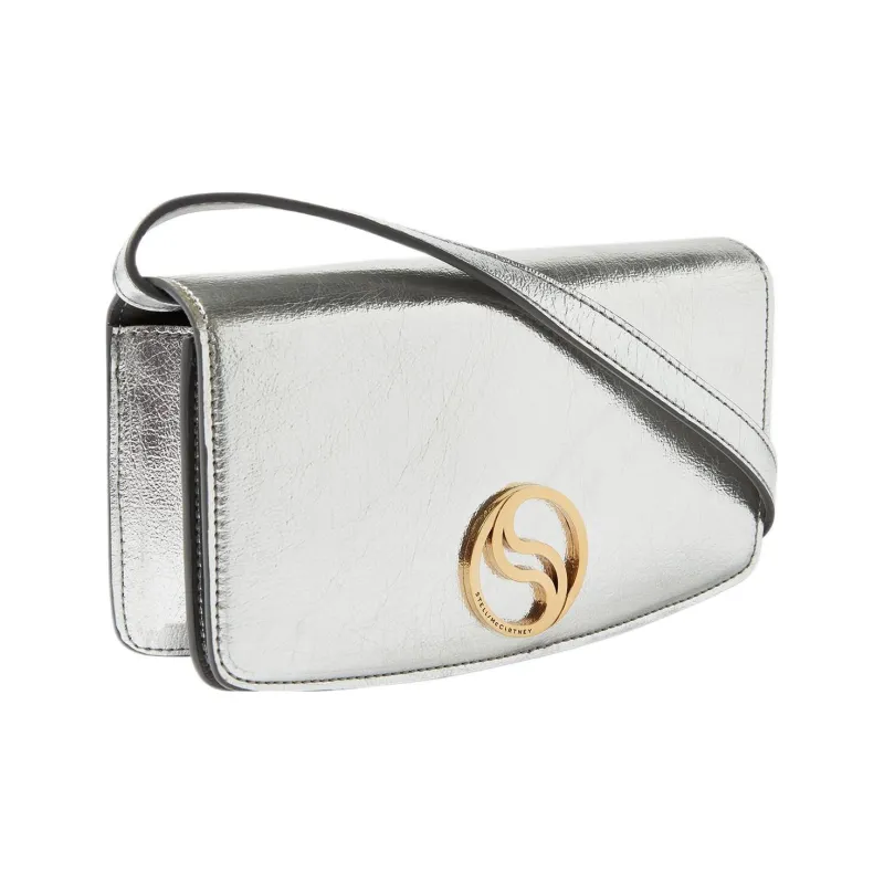 Stella McCartney S Wave Recycled Polyester Wrist Bag Clutch Mini Women's Silver-1