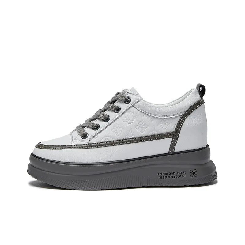 LAORENTOU Low Top Skateboard Shoes 4cm Women's White Gray-0