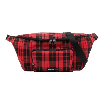 Balenciaga Nylon One Shoulder Crossbody Fanny Pack Men's Red & Black