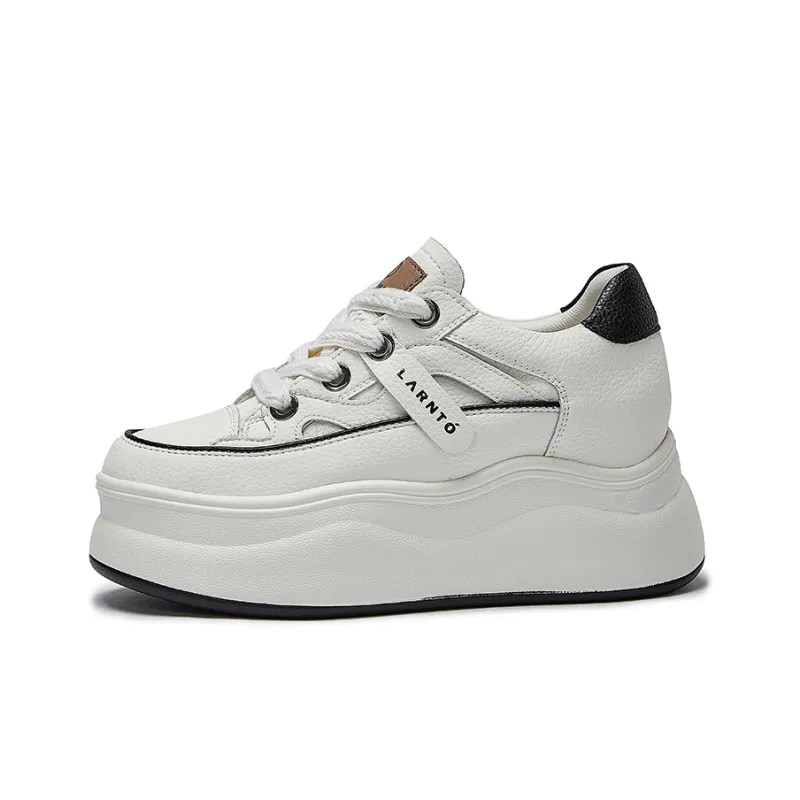 LAORENTOU Low Top Skateboard Shoes 6.5cm Women's Beige Black-0