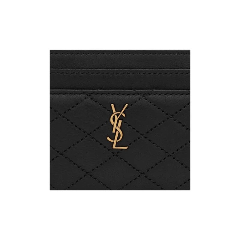 SAINT LAURENT GABY Quilting Sheepskin Card Holder Women's Black-2