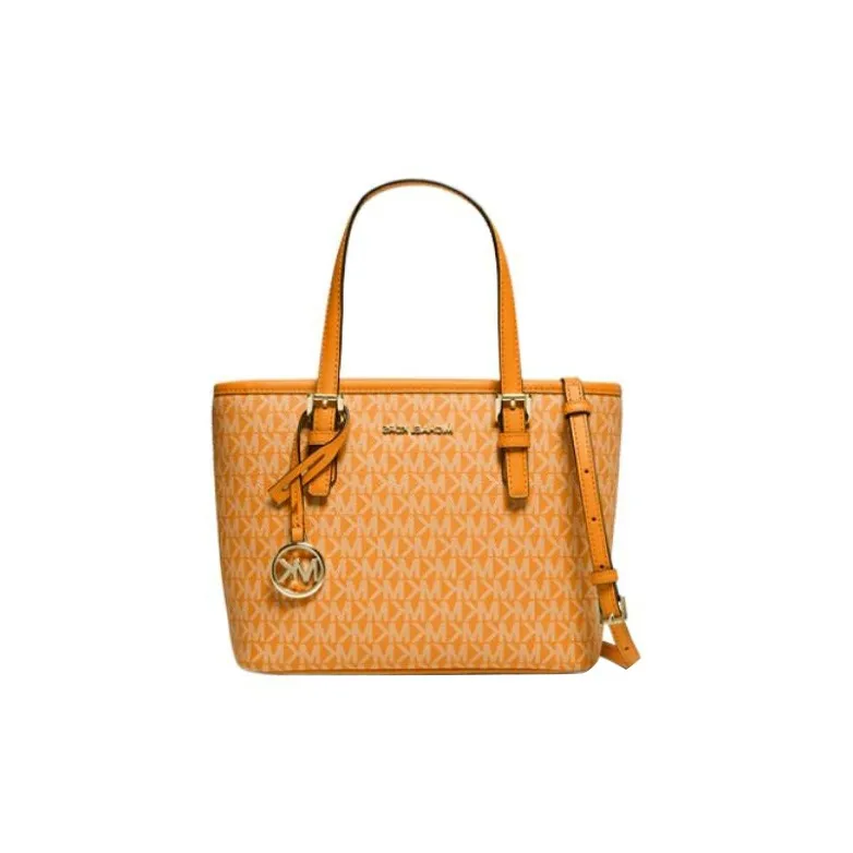 MICHAEL KORS Jet Set Travel Monogram Canvas With Leather Shoulder Bag Crossbody Bag Handbag Extra Small Women's Orange-1