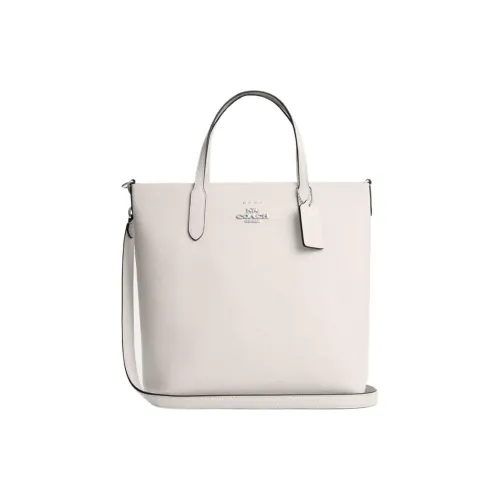 COACH Cow Leather Tote Bag Shopping Bag Handbag Medium Size Women's White
