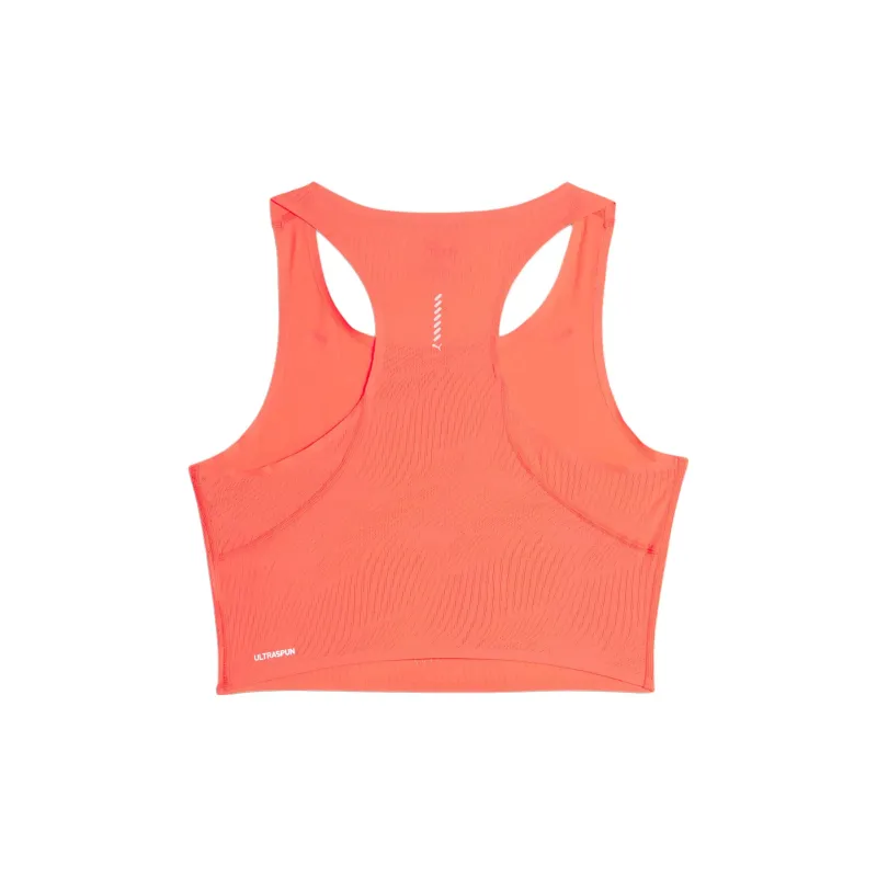 PUMA Ultraspun Running Crop Tank Top Women's Sport Vests Women's Glossy Finish Orange-1
