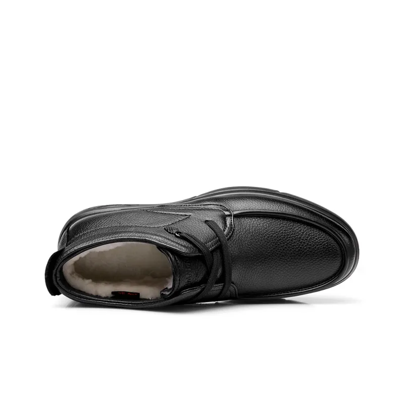 Strongman 3515 Winter Genuine Leather Business Men's Leather Shoes Casual Padded Shoes Dad Shoes-3