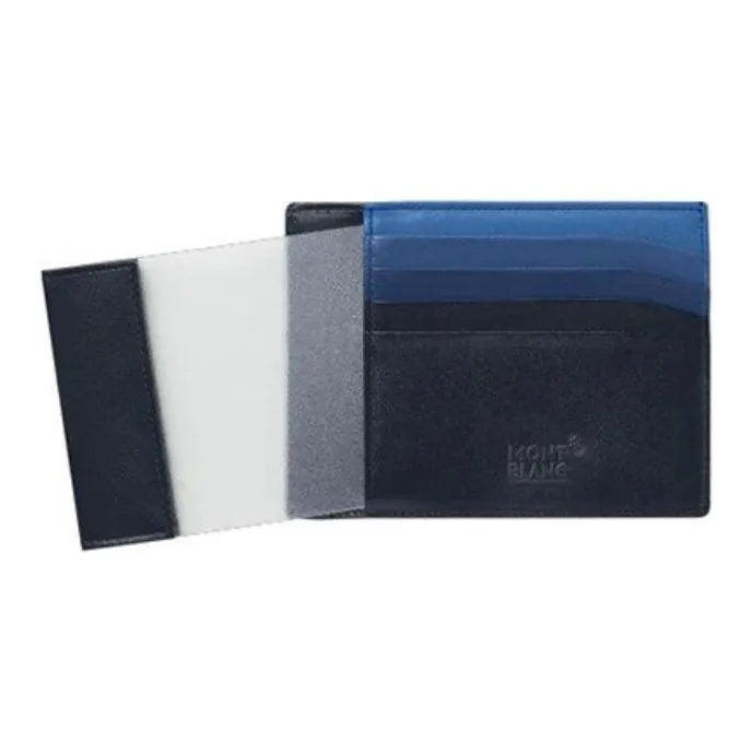 MONTBLANC Full Grain Cow Leather Card Clip Card Holder Men's Blue-1