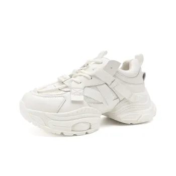 D FUSE SCANDINAVIA Wear Resistant Lightweight Height Increasing Low Top Chunky Sneakers 5cm Women's Beige