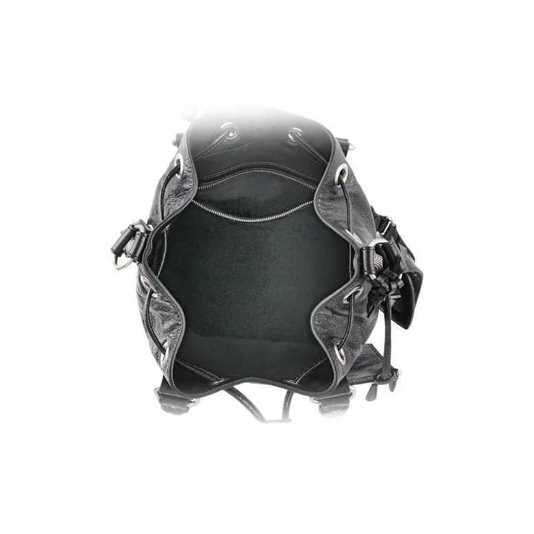 Balenciaga Le Cagole Arena Lambskin Bucket Bag, One Shoulder Handbag, Crossbody Bag Women's Black-5