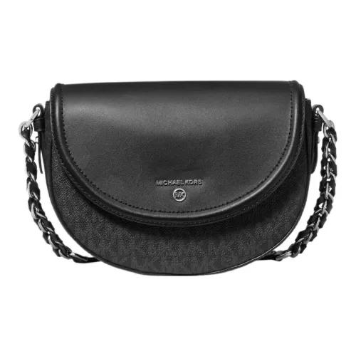 MICHAEL KORS Jet Set Leather Saddle Bag Shoulder Bag Crossbody Bag Medium Size Women's Black
