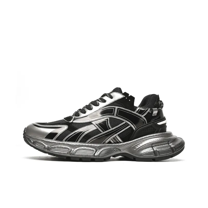 TRUMPPIPE Cushioning Height Increasing Low Top Chunky Sneakers Men's Black-0