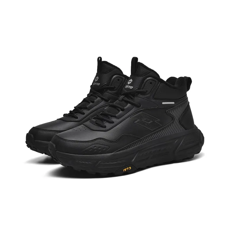 LOTTO Cushioning Height Increasing Wear-Resistant Slip-Resistant High-Top Casual Shoes Men's Black-2