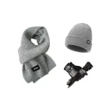 Touchscreen Glove+Gray Thermal Hat+Gray Scarf