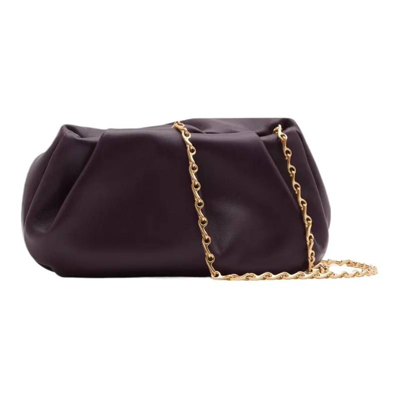 Burberry Lambskin Clutch Women's Plum Red-3