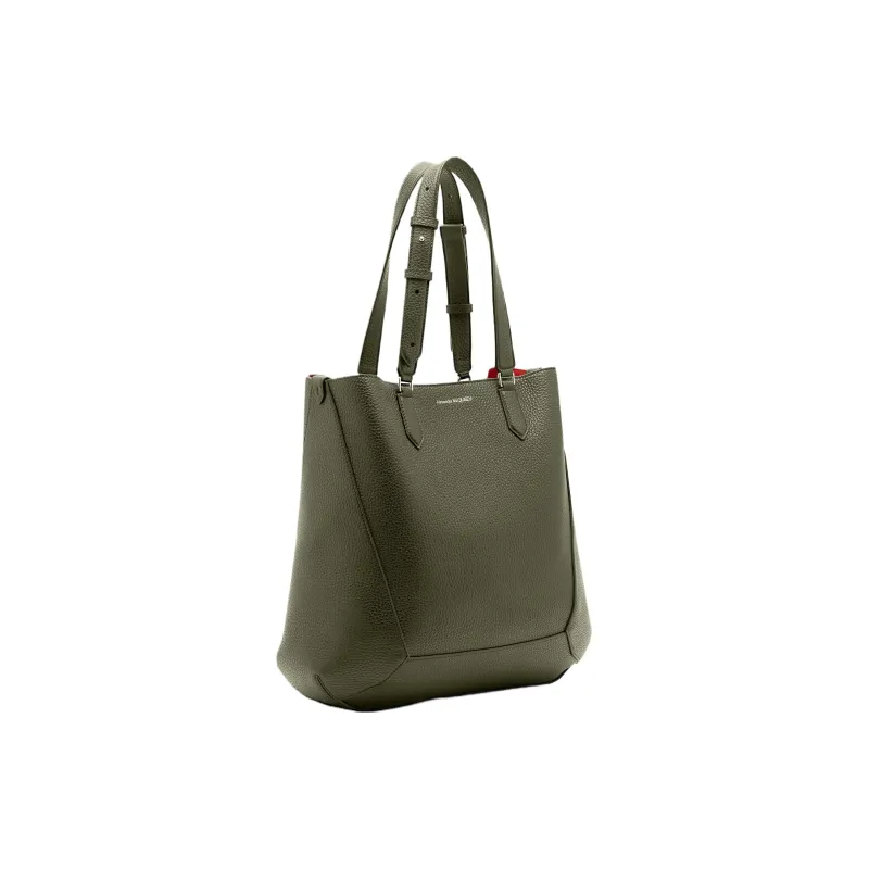 Alexander McQueen Grain Calfskin Tote Bag, Shopping Bag, Shoulder Bag, Handbag Medium Size Men's Dark Khaki-1