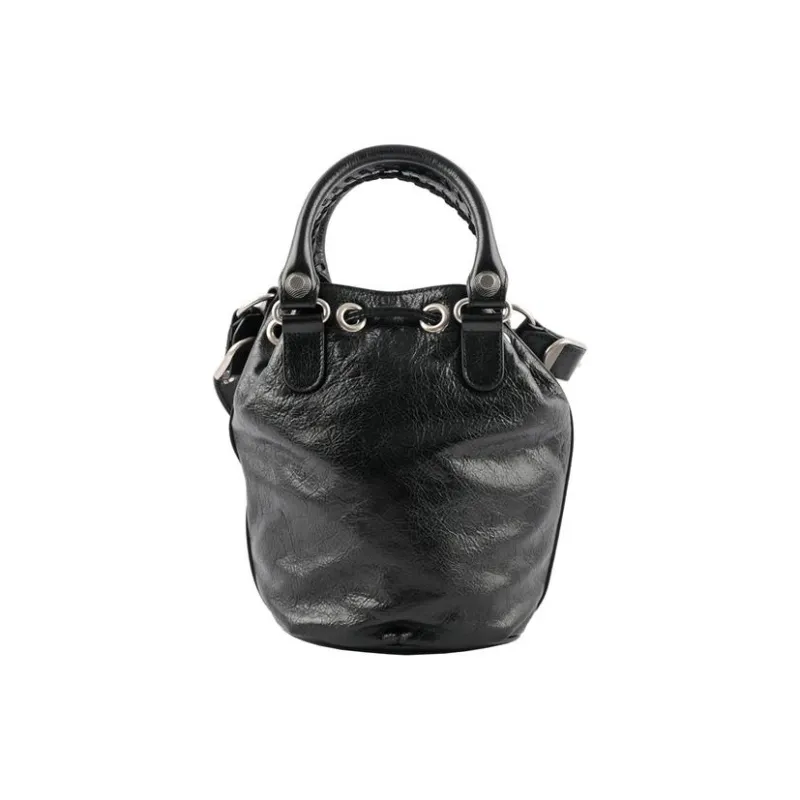 Balenciaga Le Cagole Arena Lambskin Bucket Bag, One Shoulder Handbag, Crossbody Bag Women's Black-3