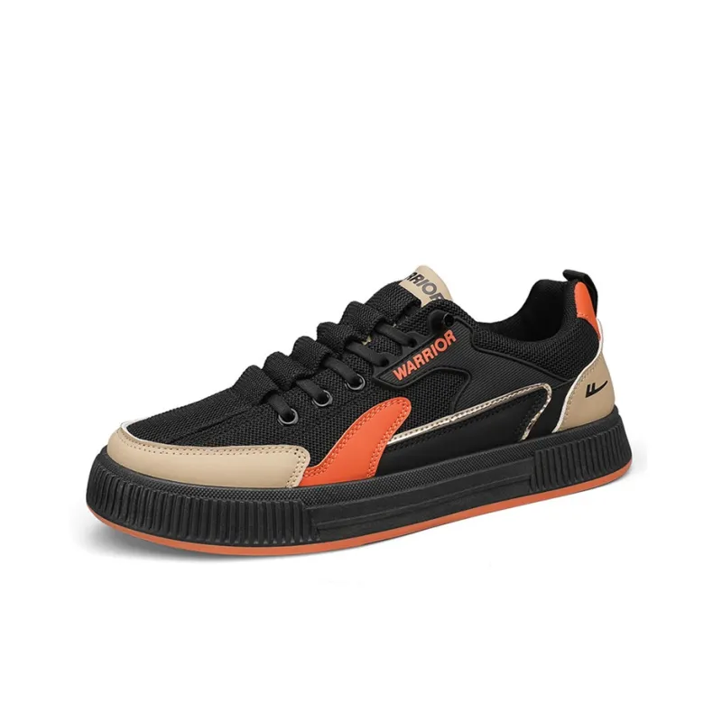 Warrior Wear resistant And Lightweight Low Top Skateboard Shoes Men's Black Orange-1