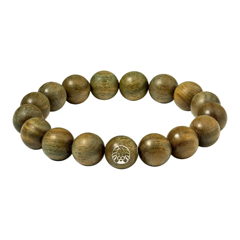 Rastaclat Green Sandalwood Small Lion Chinese Style Wooden Bracelet Unisex-0
