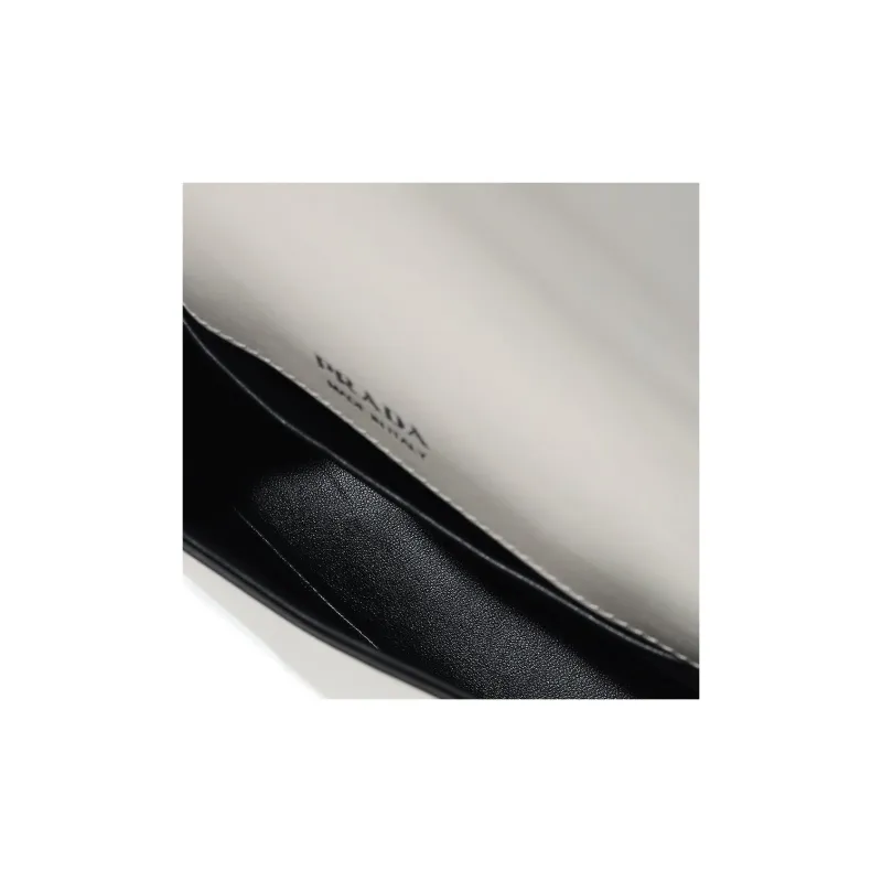 PRADA Leather Crossbody Bag Regular Women's White-4