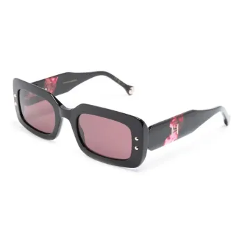CarolinaHerrera Acetate Rectangular Sunglasses Unisex Black/Pink