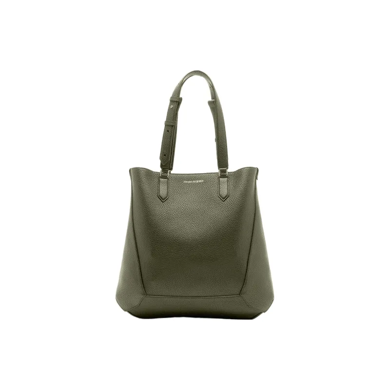 Alexander McQueen Grain Calfskin Tote Bag, Shopping Bag, Shoulder Bag, Handbag Medium Size Men's Dark Khaki-0