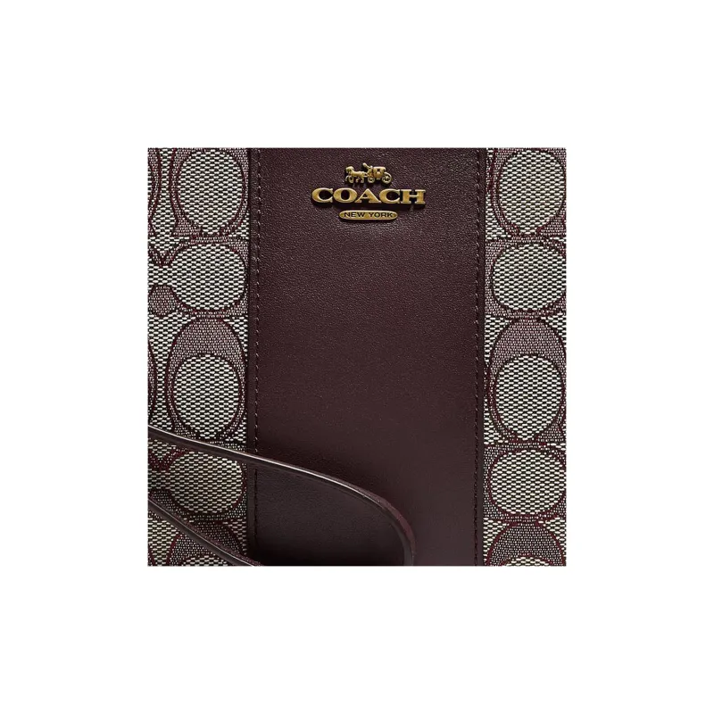 COACH Jacquard With Genuine Calfskin Clutch Regular Women's Umber-4