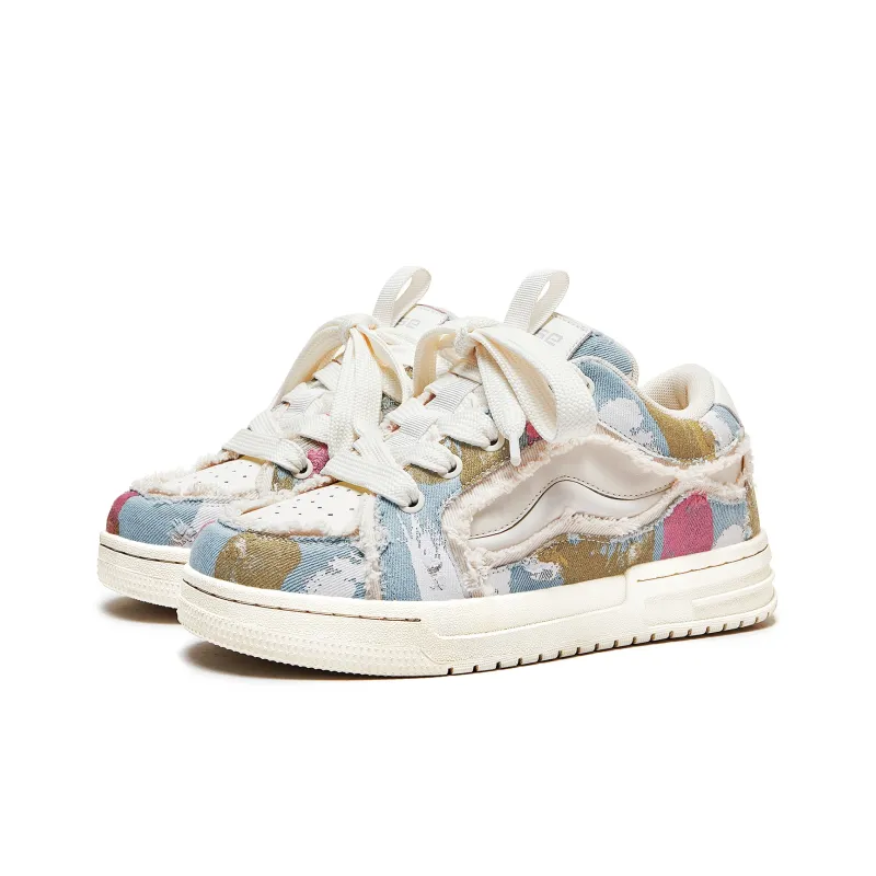 IMARSE Skateboard Shoes Unisex Low Top White/Pink/Olive Green-2