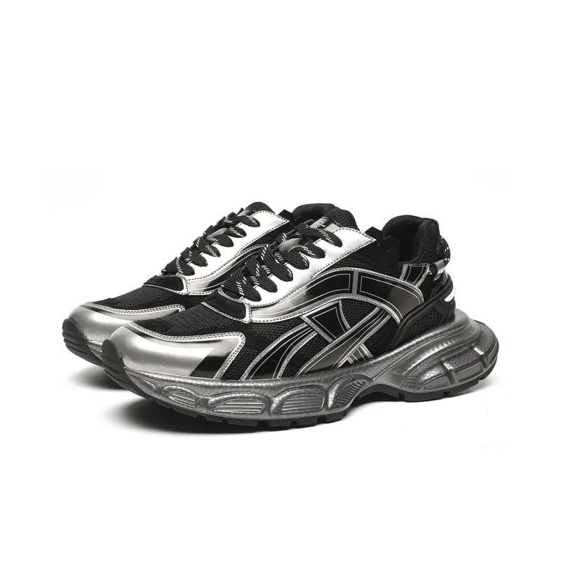 TRUMPPIPE Cushioning Height Increasing Low Top Chunky Sneakers Men's Black-3