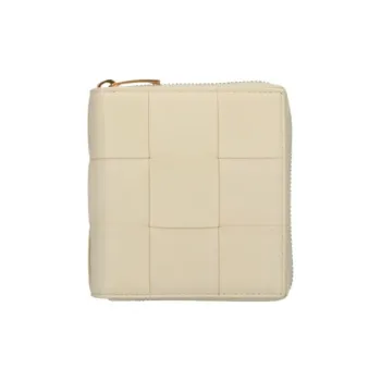 Bottega Veneta Lambskin Wallet Small Size Women's Beige Yellow