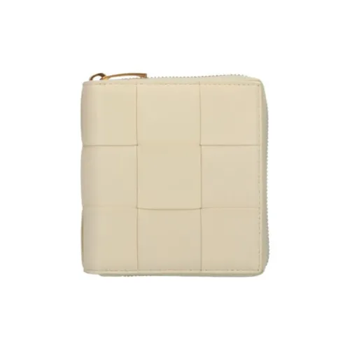 Bottega Veneta Lambskin Wallet Small Size Women's Beige Yellow