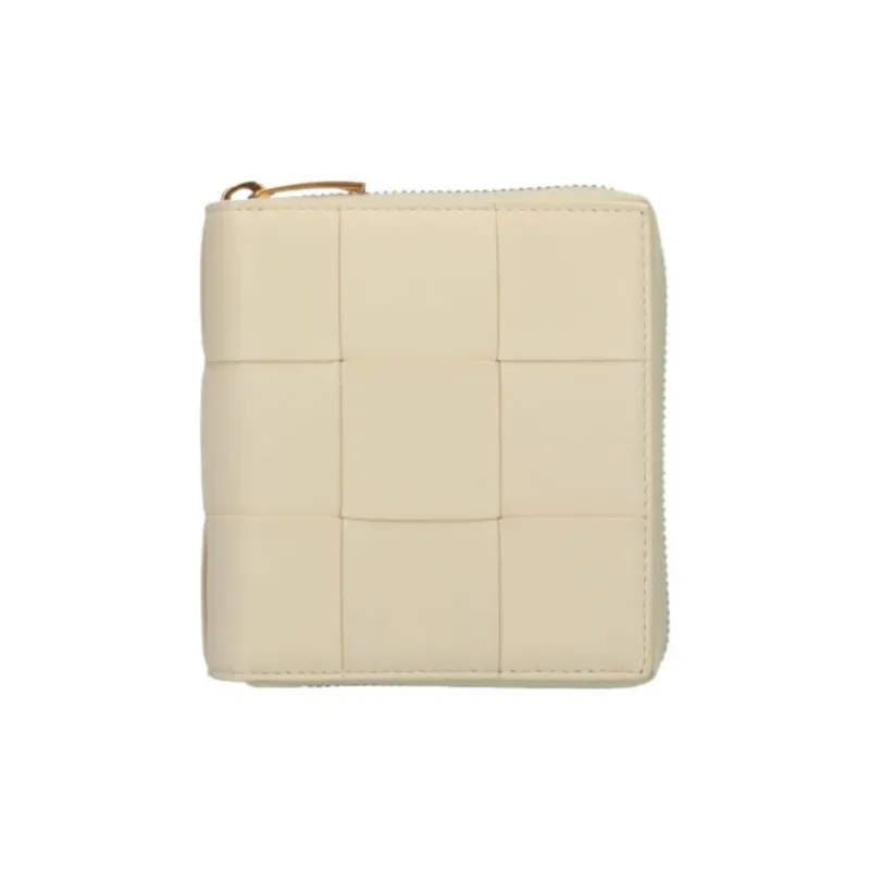 Bottega Veneta Lambskin Wallet Small Size Women's Beige Yellow-0