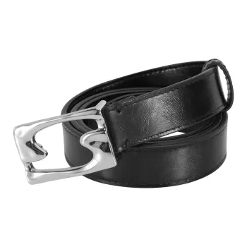 OMTO Cut Out Snap Button Cow Leather Belts Unisex Black