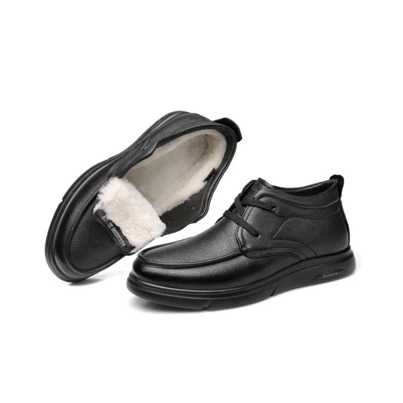 Strongman 3515 Winter Genuine Leather Business Men's Leather Shoes Casual Padded Shoes Dad Shoes-4