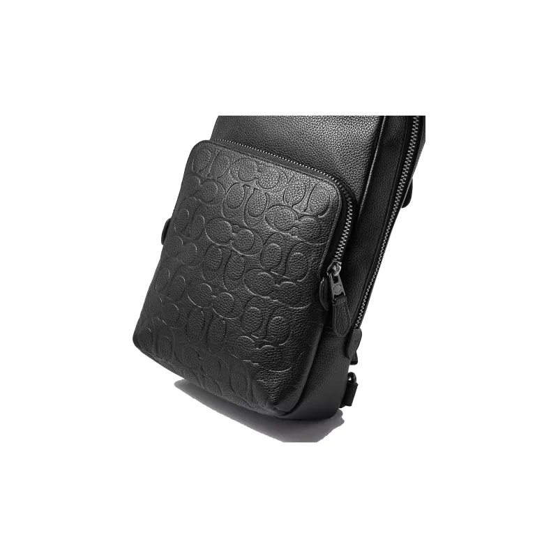 COACH Gotham Canvas With Leather Shoulder Bag, Sling Bag, Fanny Pack Men's Black Copper/Black-4