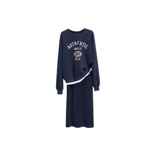 Cypress House Two Piece Skirt Sets Women's Navy Blue