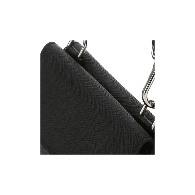 PRADA Saffiano Leather Crossbody Card Clip Card Holder Wallet Women's Black-3