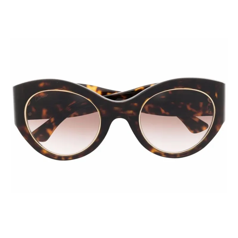 CARTIER Irregular Shape Sunglasses Women's Tortoiseshell-1