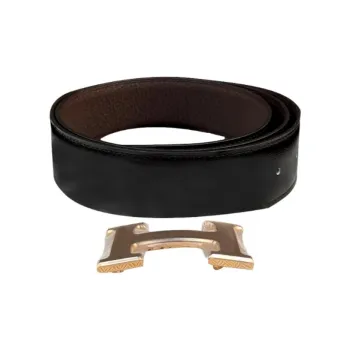 HERMES H Letter Logo Smooth Buckle Cow Leather Leather Belts Men's Width: 3.8CM
