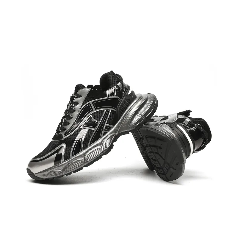 TRUMPPIPE Cushioning Height Increasing Low Top Chunky Sneakers Men's Black-2