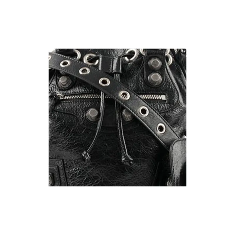 Balenciaga Le Cagole Arena Lambskin Bucket Bag, One Shoulder Handbag, Crossbody Bag Women's Black-7