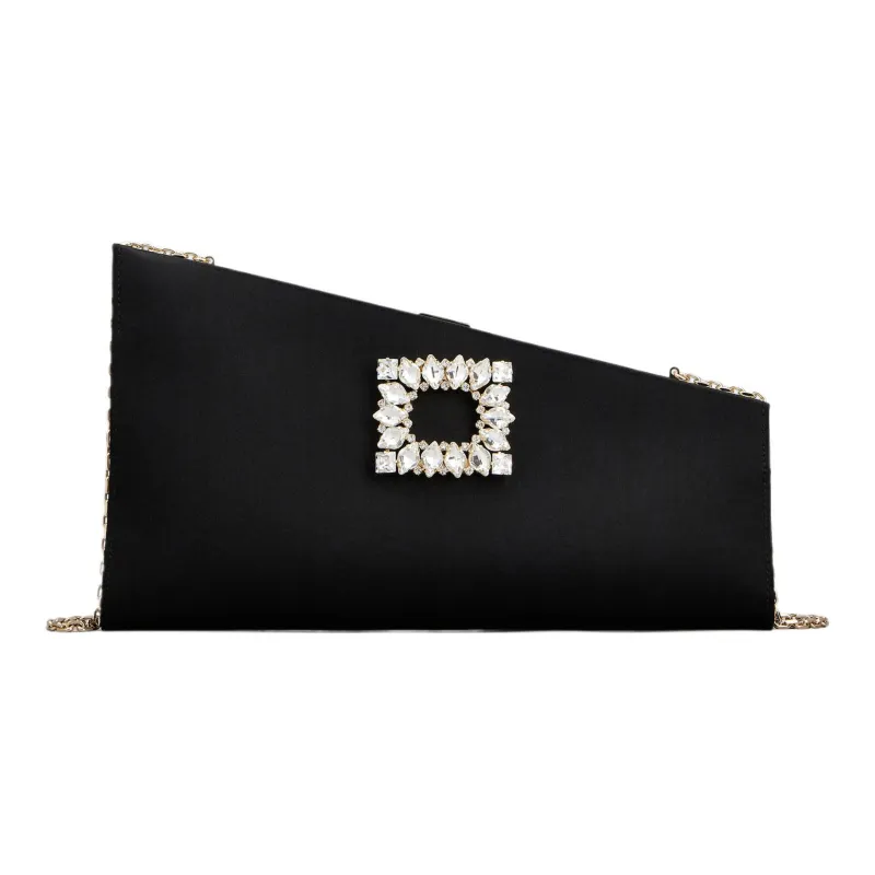 Roger Vivier Twinkle Asymmetrical Buckle Embellished Clutch Bag-0