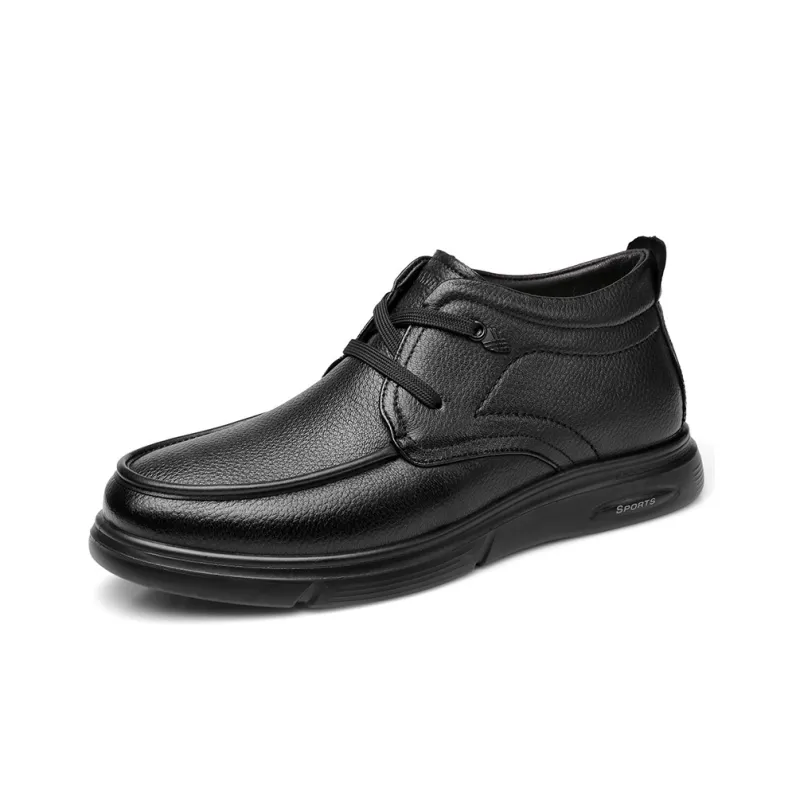 Strongman 3515 Winter Genuine Leather Business Men's Leather Shoes Casual Padded Shoes Dad Shoes-1