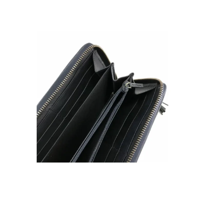 GUCCI Canvas With Leather Long Zip Closure Wallet Women's Greige/Dark Blue-3