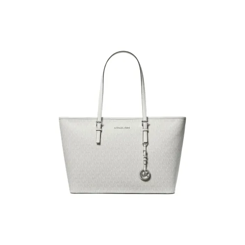 MICHAEL KORS Jet Set Coated Canvas Tote Bag Shopping Bag Shoulder Bag Handbag Medium Size Women's White