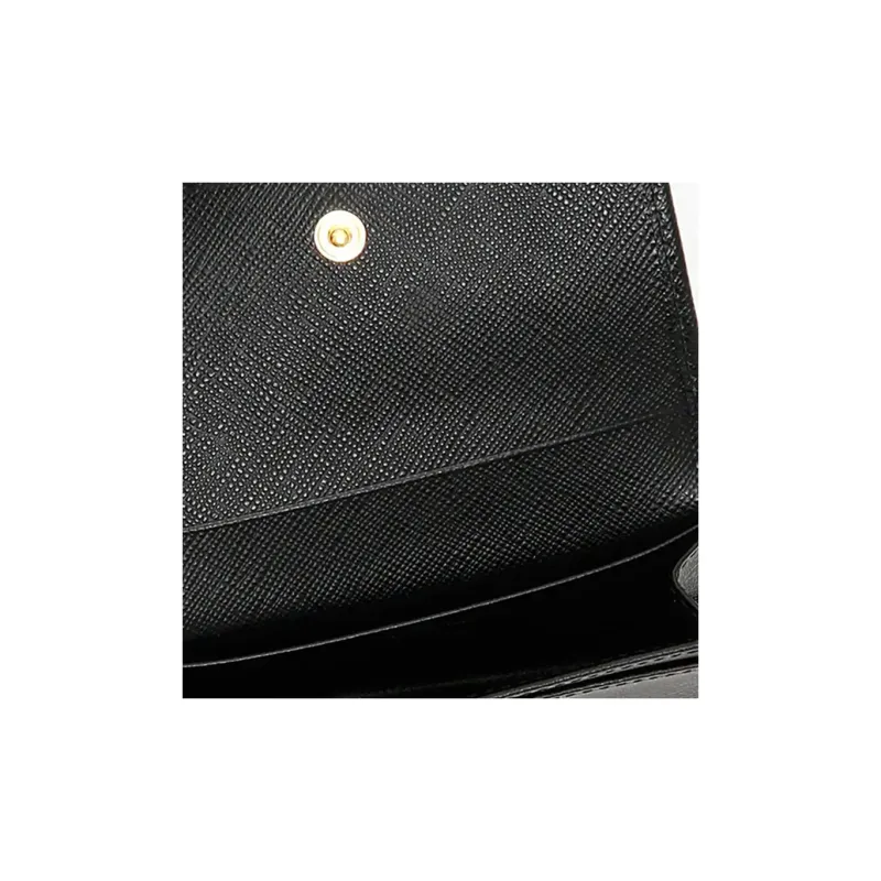 PRADA Saffiano Leather Card Holder Wallet Unisex Black-4