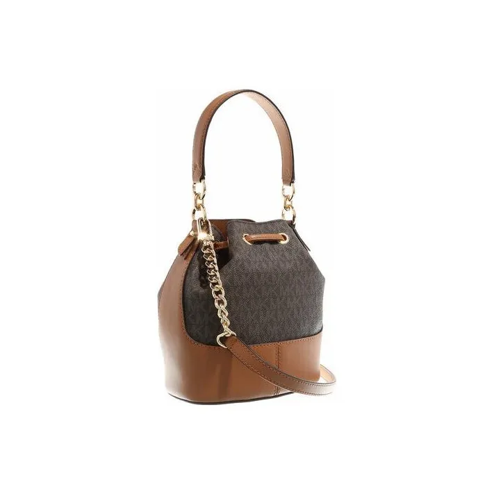 MICHAEL KORS Cow Leather Shoulder Bag, Crossbody Bag, Handbag Trumpets Women's Dark Brown & Acorn Brown-3
