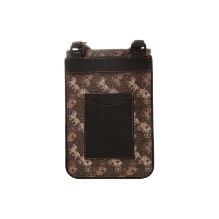 COACH Hybrid Leather Cell Phone Pouch, Crossbody Bag Trumpets Men's Brown-3