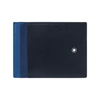 MONTBLANC Full Grain Cow Leather Card Clip Card Holder Men's Blue